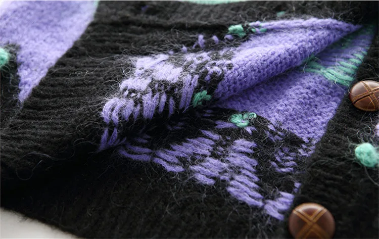 Новая мода ручная работа шерсть Vneck вязаный женский контрастный цвет полосатый свободный длинный кардиган свитер один и более размер
