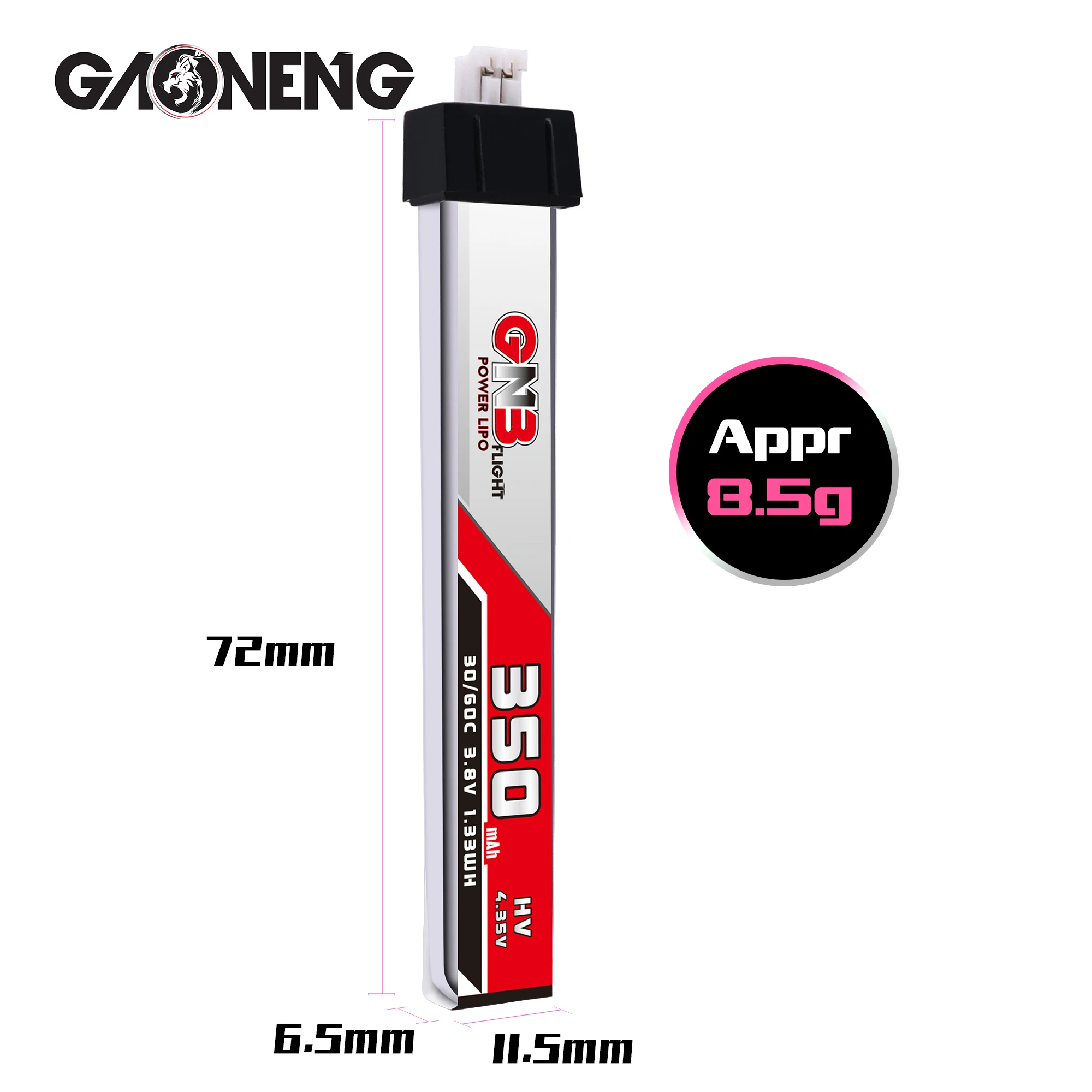 5PCS GAONENG GNB 350mAh 3.8V 30C/60C LiHV Lipo battery PH2.0 Plug for UK65 US65 Blade Inductrix BetaFPV 65S URUAV UR65 Drone