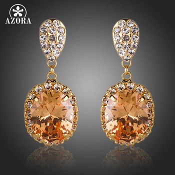 

AZORA Gold Color Champagne Cubic Zirconia Drop Earrings TE0134