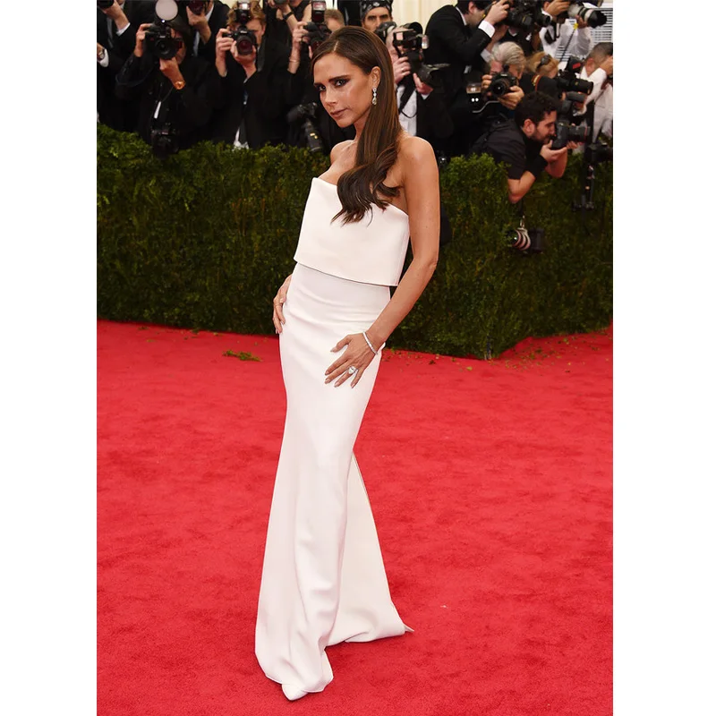 Victoria Beckham White Prom Dress Floor Length Girls Party Dresses