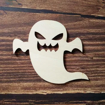 

10pcs Halloween Blank Ghost Laser Cut Unfinished Wood DIY Craft Gift Tags Halloween Party Ornaments Wall Decorations