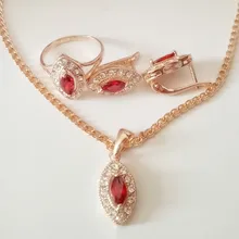 1 Unidades Lujosa Joyería de La Boda Establece Chapado En Oro Rosa de Joyas Nuevas Mujeres de La Moda Collar y Del Pendiente de La Joyería para Las Mujeres