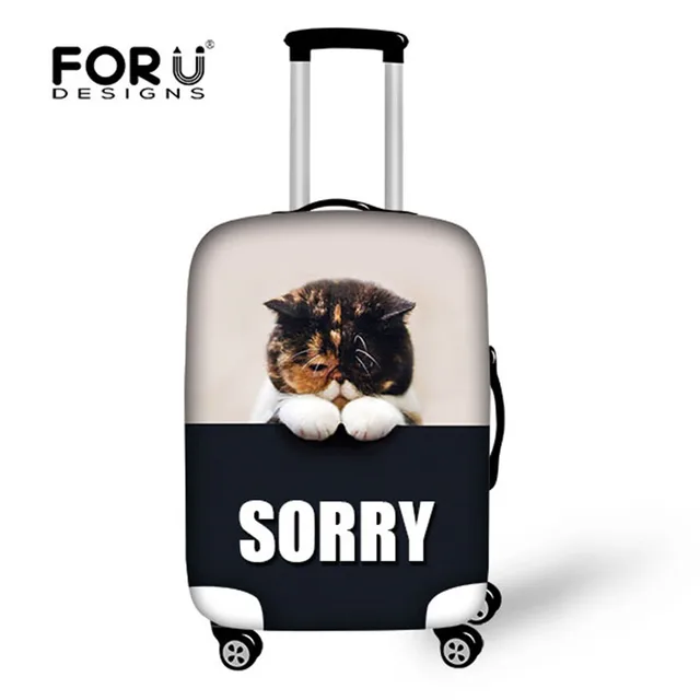 FORUDESIGNS Cute Cat Luggage Sets Elastic Cover for Girls Boys Men