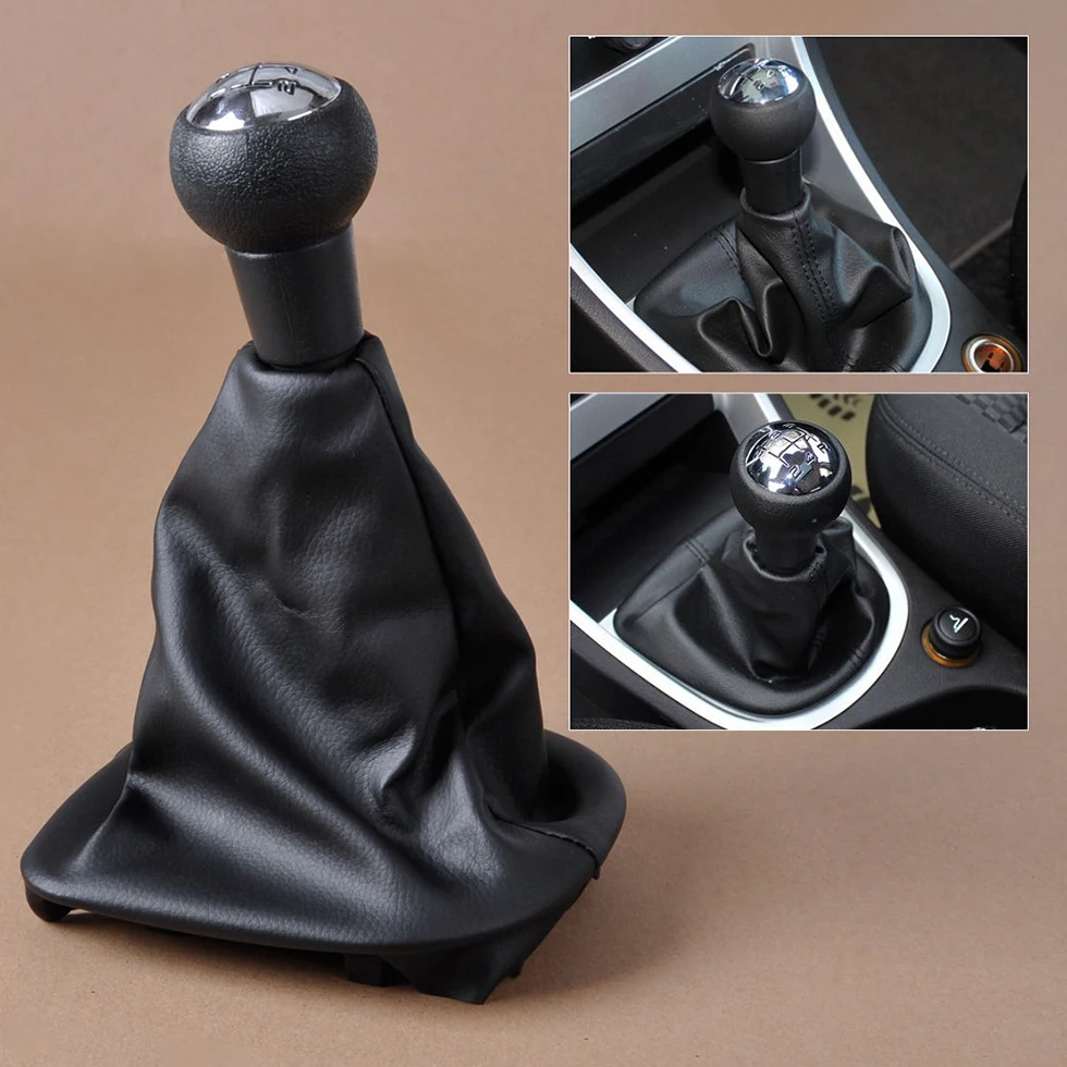Black 5 Speed Leather PU Gear Shift Knob Boot in Gear Shift Knob from