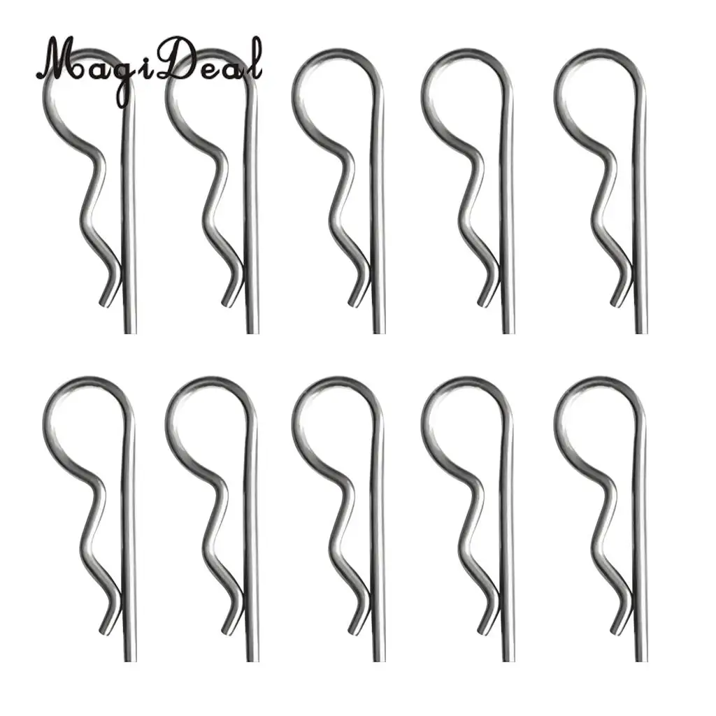 MagiDeal Strong Durable 10Pcs Marine Stainless Steel R Retaining Clip Spring Cotter Pin 1.2x22mm for Rowing Sailing Boating Acce