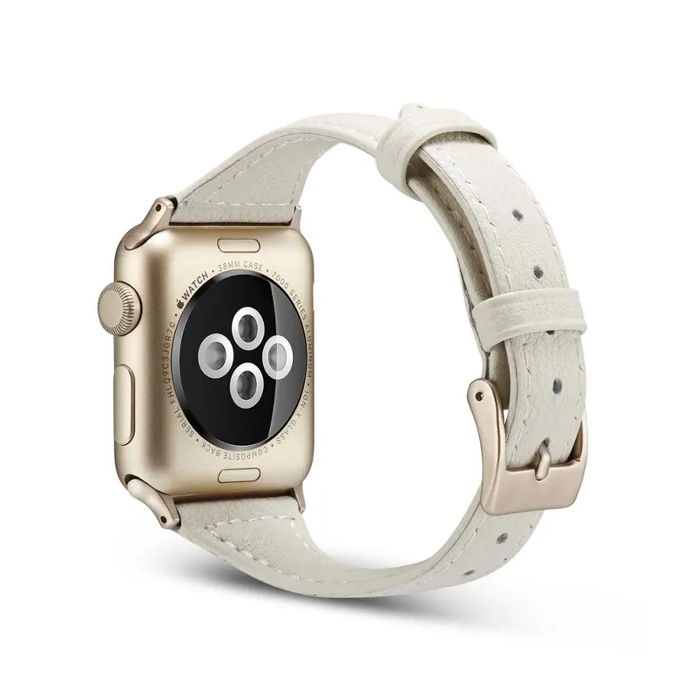 Кожаный ремешок для Apple Watch 38 мм 40 мм 42 мм 44 мм, Apple сменный ремешок для наручных часов Ремешок Браслет для iwatch Series 4 3 2 1 - Цвет ремешка: Creamy White