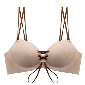 

Summer super Push Up bra 3/4 Cup small chest gathered elastic straps bra soft double cup pull B seamless dress sexy t shirt bra