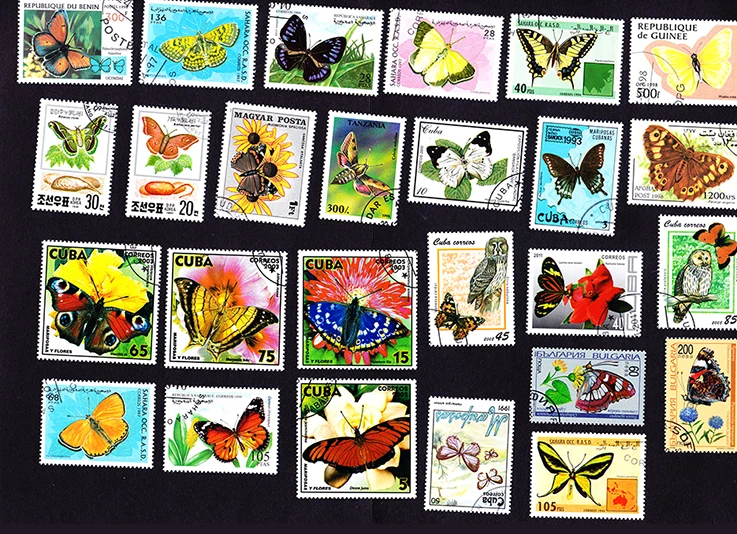 

20Pcs Topic Stamp World Beautiful Butterfly Stamps All Different From Many Countries NO Repeat Marked Postage Stamps Collecting