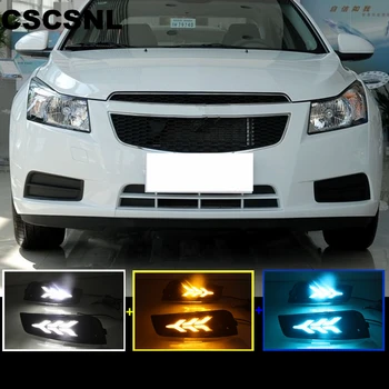 

CSCSNL 2PCS For chevrolet cruze 2009 2010 2011 2012 2013 2014 DRL Daytime Running Light fog lamp cover with yellow turn signal