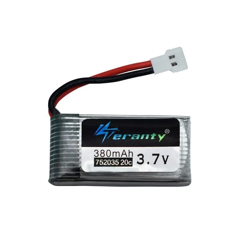 Литий-полимерный Батарея для Hubsan X4 H107 H107L H107D JD385 JD388 Запчасти для радиоуправляемого вертолета 3,7 V 380 мАч Drone Батарея 752035