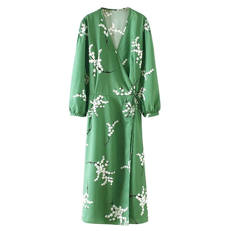 Женский шифон кимоно кардиган с цветочным принтом с длинным рукавом талии галстук Повседневная одежда свободная верхняя одежда лето солнцезащитный чехол зеленый