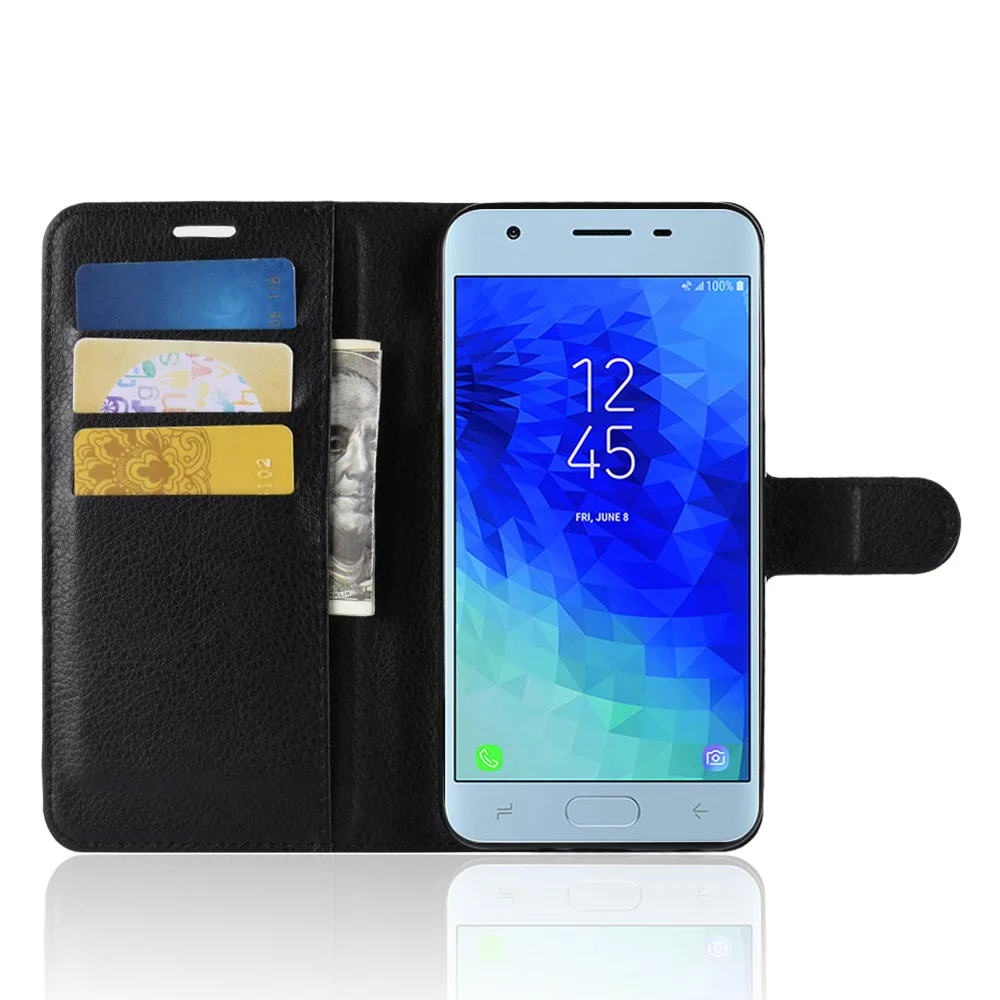 

YINGHUI for Samsung Galaxy J3 2018 Case Wallet Style Litchi Texture Leather Case Cover for Samsung Galaxy J3 2018 Flip Case