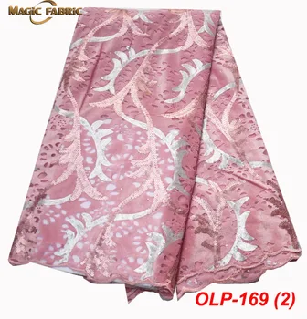 

French African Lace Fabric Guipure Sequined Cotton Cord Tulle Nigerian Tissu Mesh India Lace For Wedding Dress OLP-169