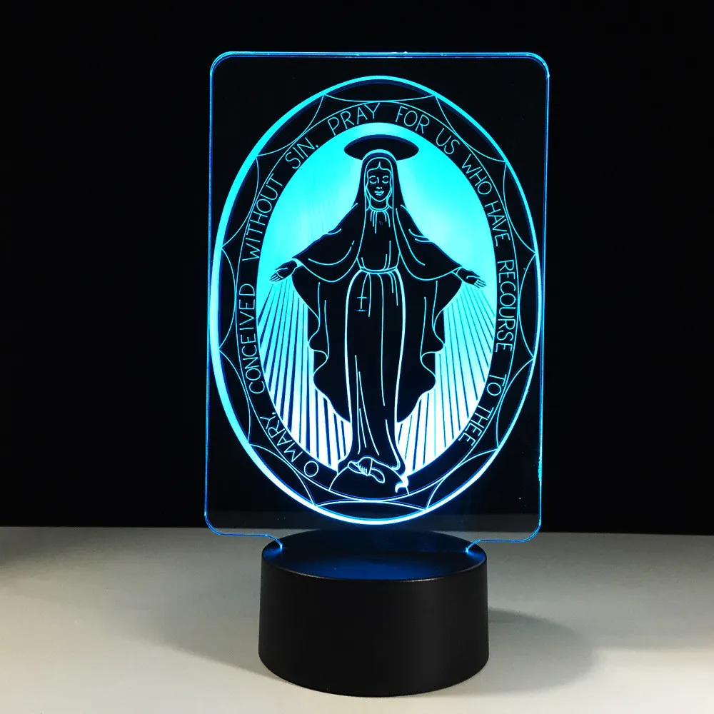 3D LED Table Light The Virgin Mary Lamp USB Color Visual