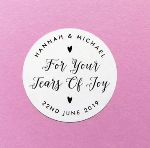 

personalize text tears of joy Wedding gift Stickers Seals Tissues packets labels birthday baby shower favors gift stickers