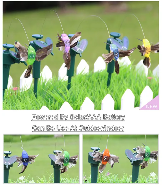 3 Colibris Solaires Flottants - Décorations De Jardin Réalistes, à énergie Solaire, Pour Extérieur/cour