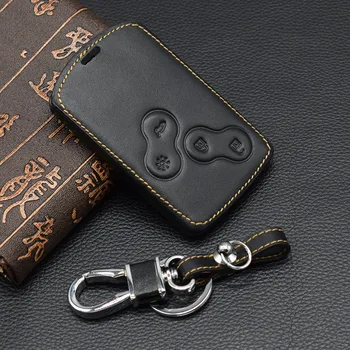 

Genuine Leather car key fob cover case set protect forRenault Clio Logan Megane 2 3 Koleos scenic cardremote shell Car-styling