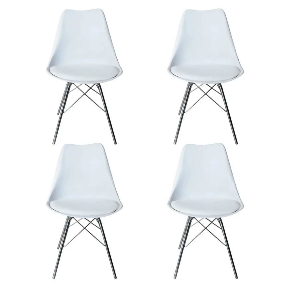 Newest 4 PCS Dining Tulip Chair Metal Legs Loft Lounge Stool Modern Design Padded Seat Chair Exquisite Home Accessories