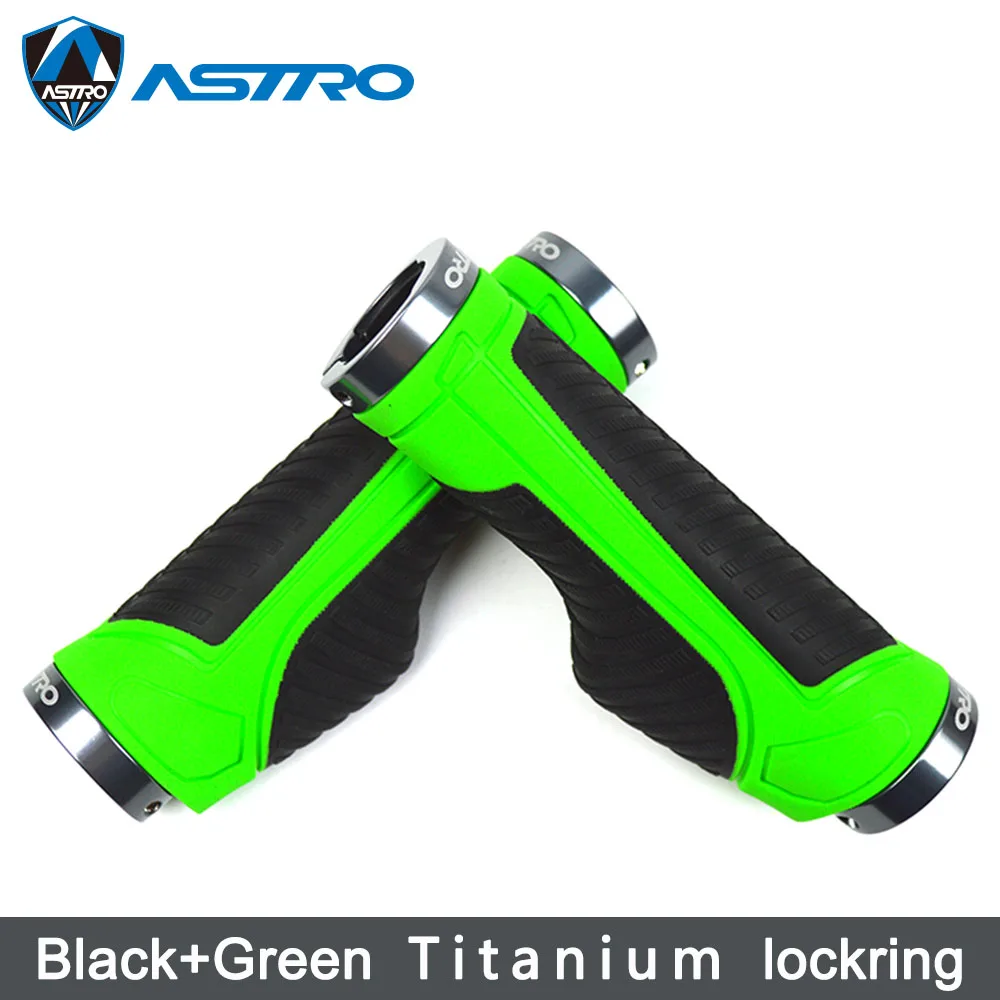 Astro Mtb рукоятки для руля велосипедный замок-на бар Торцевая рукоятка резиновая ударопрочная для шоссейного горного велосипеда фиксированный дизайн запчасти для велосипеда - Цвет: Green Ti Lockring