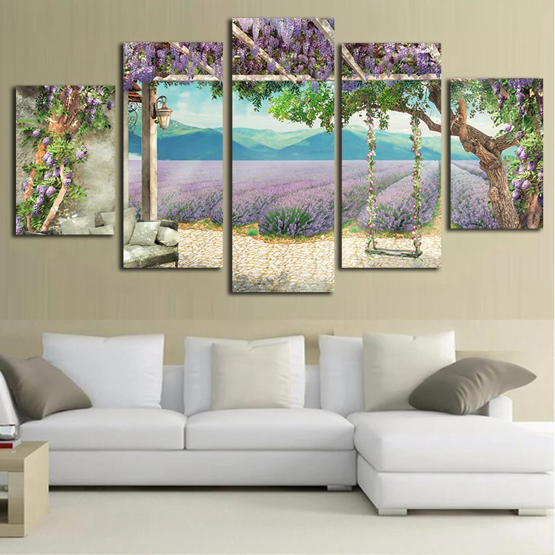 

Purple Cirrus 5 Pieces/Set Canvas Painting Photography Design Poster Prints Wall Picture for Living Room Wall Art Posters Home