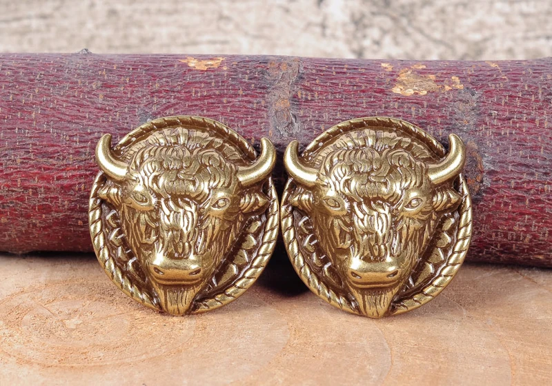 2 шт. 48*50 мм твердая латунная головка буйвола Bison bull кожаное ремесло Western Saddle Conchos