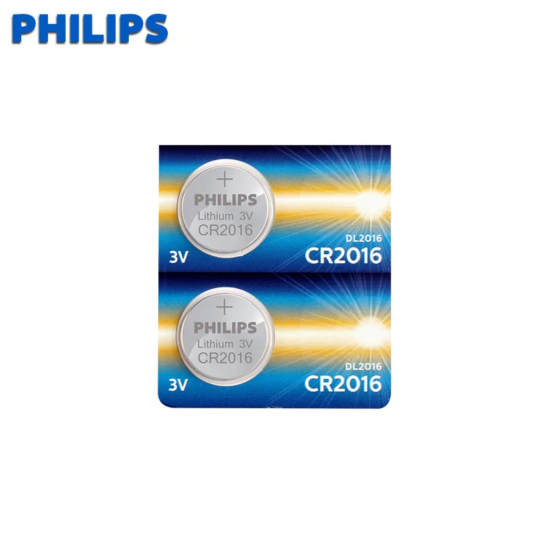 Philips 2 шт. CR2016 3 в литиевый li-liom DL2016 ECR2016 LM2016 BR2016 CR кнопочный Миниатюрный элемент питания для часов