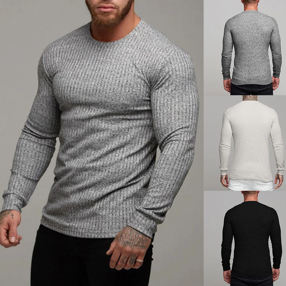 

HEFLASHOR 2019 Men Basic Knittwear Thin Autumn Fitness Men Long Sleeve Knitting Pullover Spring Men Sweater Casual Streetwear