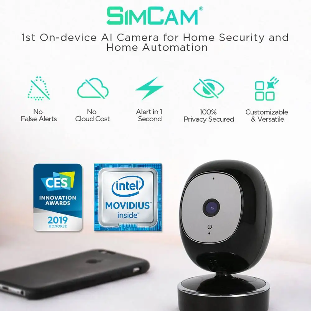 

Simcam HD 1080P 5MP Smart PZT IP Camera AI Face Recognition Security Monitor IP65 Waterproof Motion Detect Support Local Storage