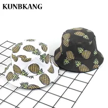 Новинка, Панама с принтом ананаса для женщин, девочек и мужчин, летняя Милая Повседневная солнцезащитная Кепка, хлопковая Рыбацкая шапка Кепка с покрывалом