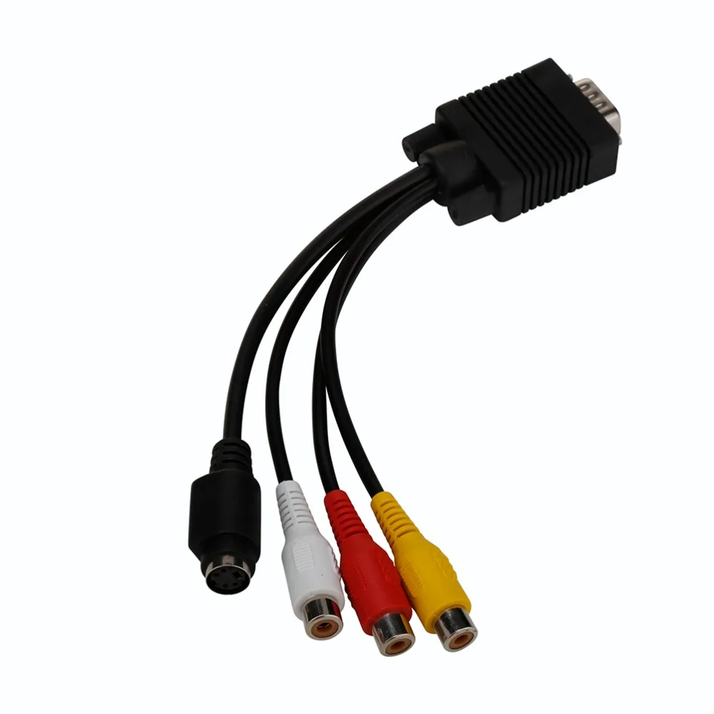 Композитный адаптер VGA Male S Video 3 RCA Jack Female AV TV Out переходник видео кабель для