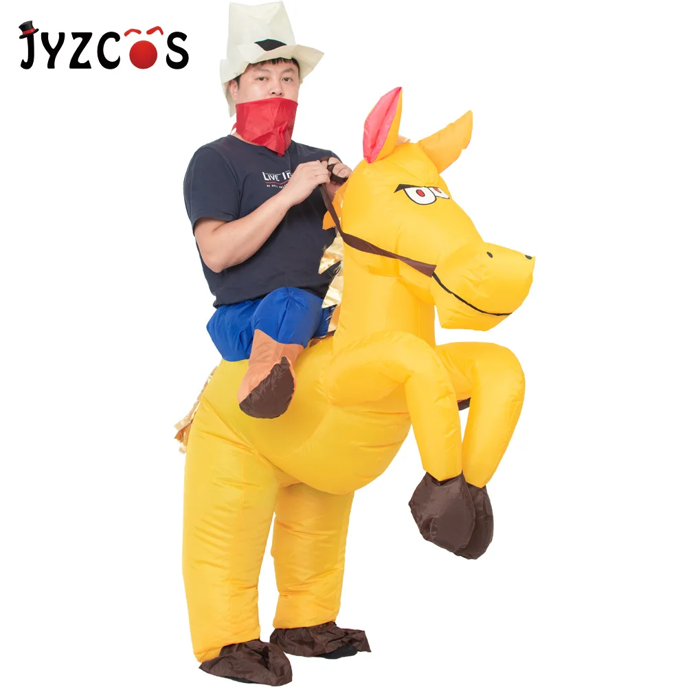 JYZCOS надувной костюм лошади в ковбойском стиле наездник Косплэй костюм на Хэллоуин Карнавальный костюм для вечеринок для Для женщин Для мужчин