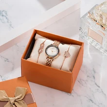 Браслет набор часов женские модные умные наручные часы с 2 шт. цепочка ювелирный браслет с Подарочная коробка для часов Лидер продаж