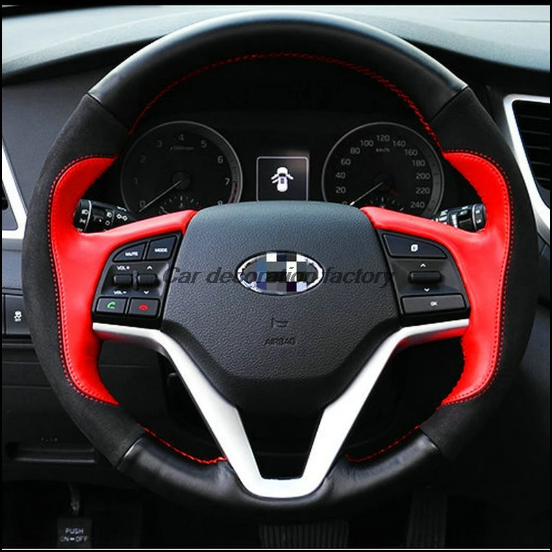 Кожаные чехлы на руль для Hyundai Tucson 2015 2016 автомобильные аксессуары два вида цветов
