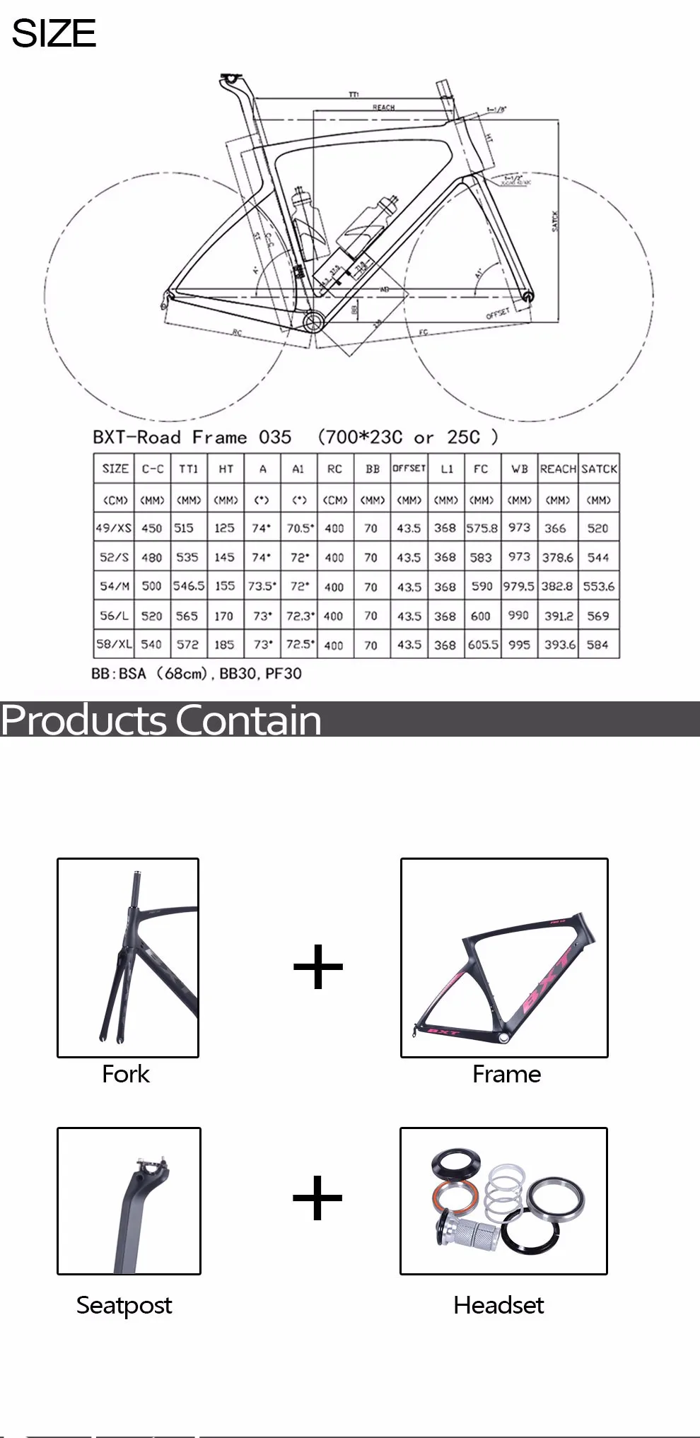 Top 2018 TOP NEW T1000 UD full carbon road frame bike racing bicycle frameset BXT logo size 49cm - 56cm taiwan tar bike PRO1.0 10