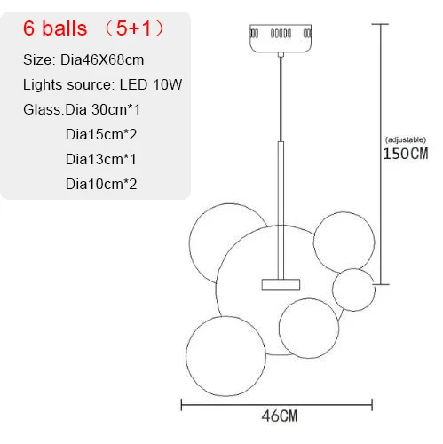 Новые креативные светодиодные подвесные светильники с мыльными пузырями, молекулярные подвесные светильники с стеклянным шаром, стеклянные лампы с Микки Маусом, бар, ресторан - Цвет корпуса: 6 balls