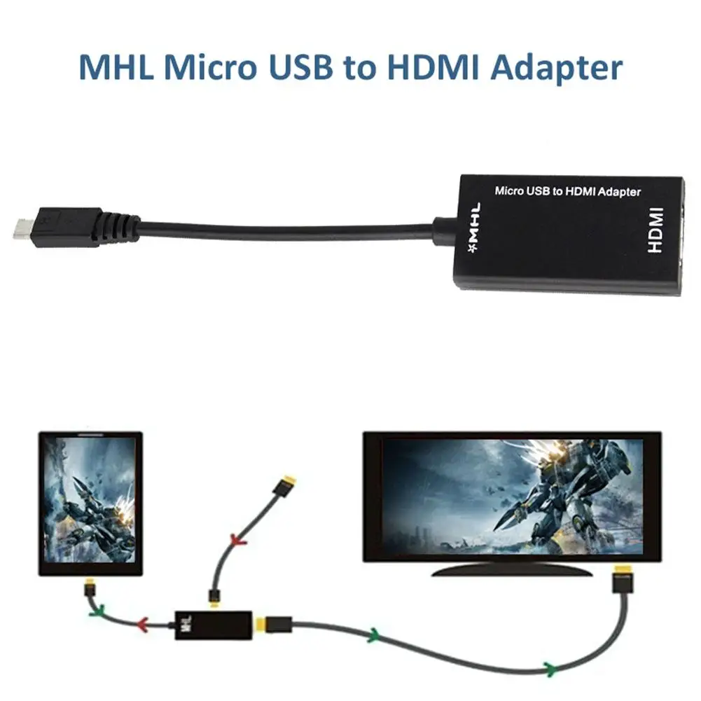 Новый Micro USB к HDMI tv Out HD MHL Кабель адаптер Черный Прочный для телефона или планшета