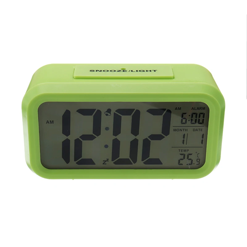 Mrosaa большой светодиодный цифровой Будильник Подсветка повтора часы для студента немой Календарь настольные детские электронные часы - Цвет: Зеленый
