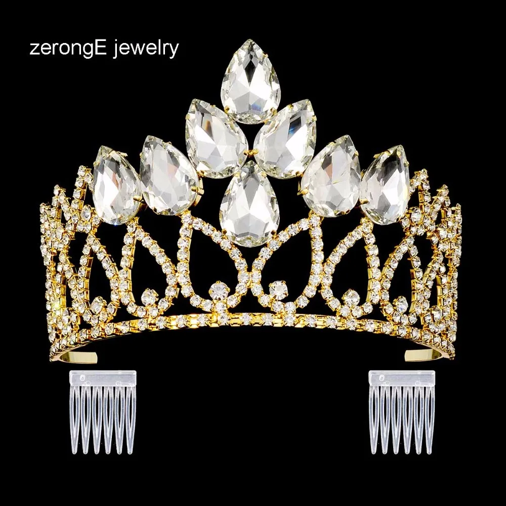 Buy ZerongE jewelry gold wedding tiara crown .large