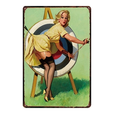 Pin Up Girl Оловянная металлическая табличка, металлическая винтажная настенная табличка для паба, кафе, магазина, домашний художественный декор, железный плакат, Куадрос, DU-2280 - Цвет: DU2288