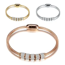 

Fashion Accessories Stainless Steel Crystal Jewellery Bracelet Magnetic Buckle Women Wedding Bracelet 18K Gold Fine Jewelry