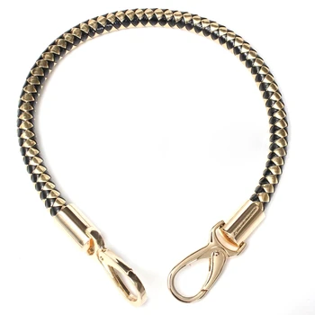 

Replace Supply Convenient Round DIY Purse Handle Shoulder Hot Bags Handbag Strap, Black Gold