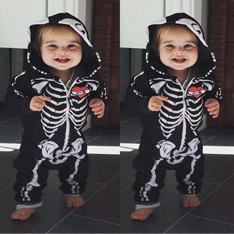 

SexeMara Baby Clothes Clothing Jumpsuit Skull Pattern Baby Coat Jacket For Children Boys Girls Long Sleeve Costumes Overalls
