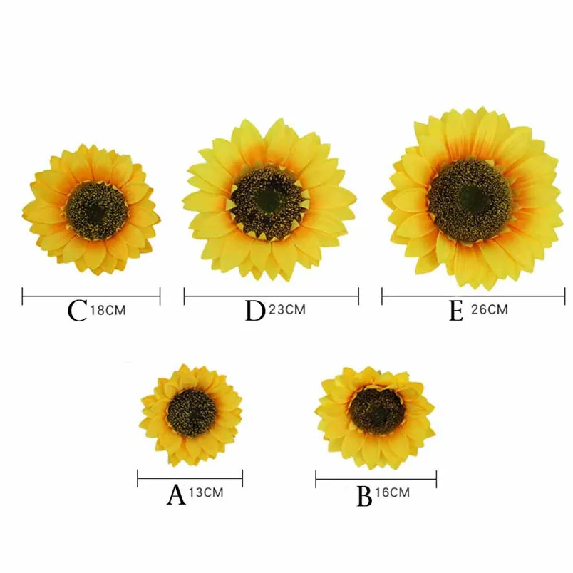 Artificial Flowers Silk Fake Sunflowers Flower Heads Bouquet Floral Garden Home Decor Cheap Flowers New arrival #3n07#F (20)