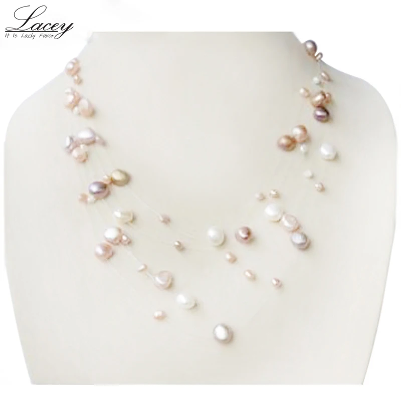 Real natural freshwater pearl necklace wedding for women,fashion silver pearl necklace mother of pearl jewelry