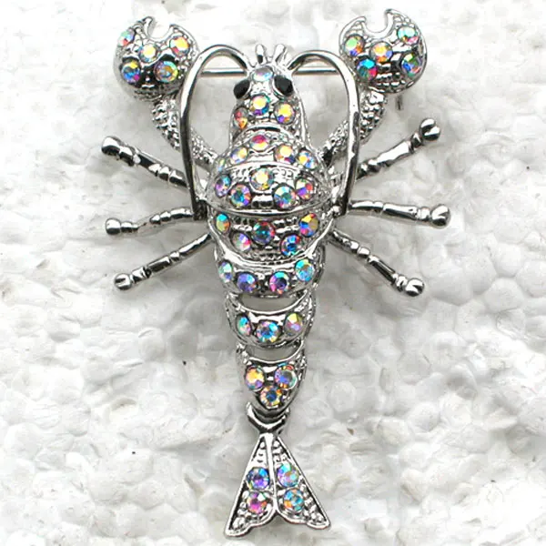 12pcs/lot Wholesale Fashion Brooch Rhinestone Lobster Pin brooches
