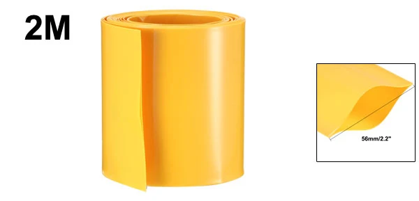 Uxcell 56mm плоским Ширина ПВХ Гибкая термоусадочная пленка Изолированная труба для AAA Мощность поставки 2 м черный/красный/желтый/синий/прозрач