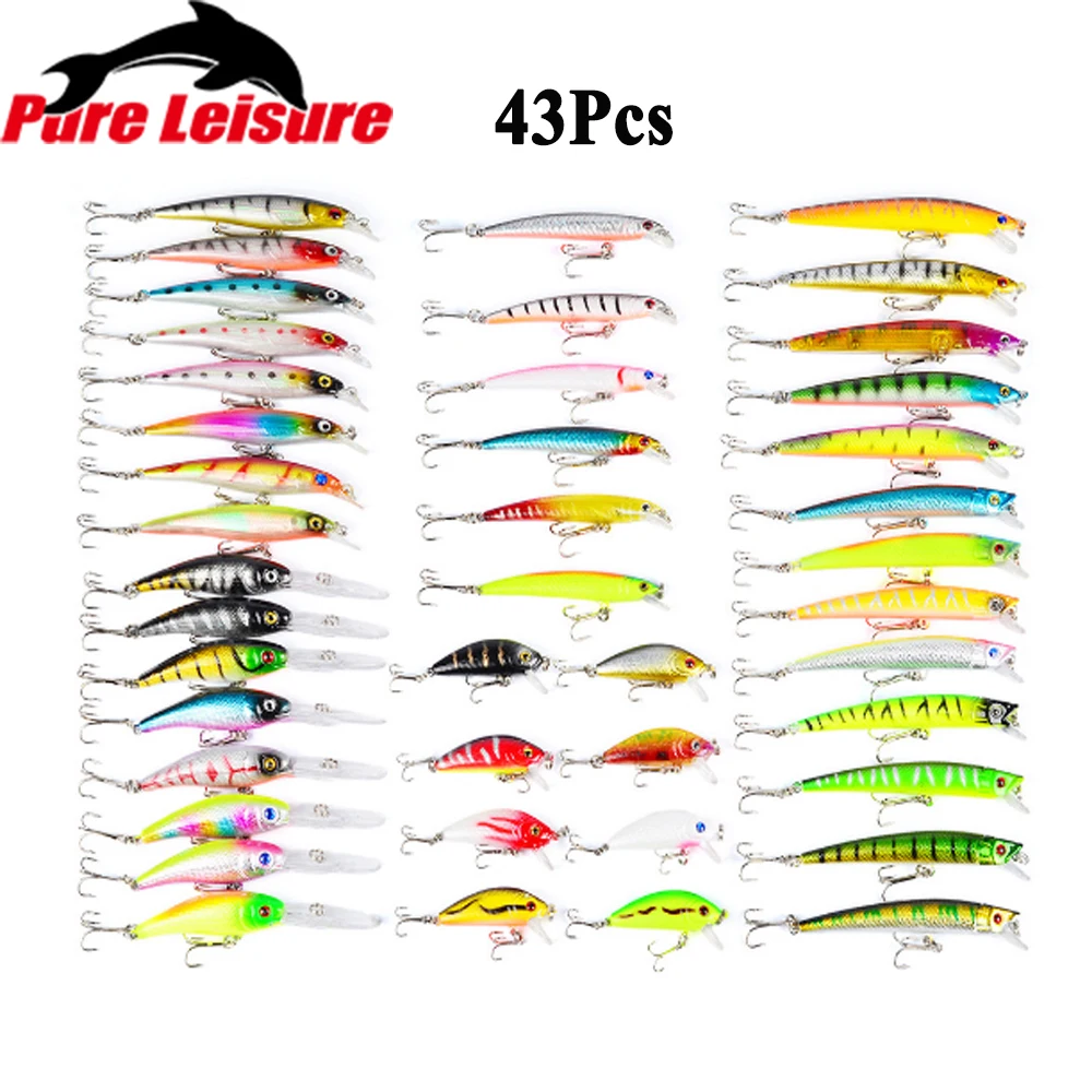 

Pureleisure Lure Kit Fly Fishing Lure Set 15/24/43/94/240Pcs Cranbaits Hard/Soft Lure Winter Fishing Tackle Carp Fishing Set
