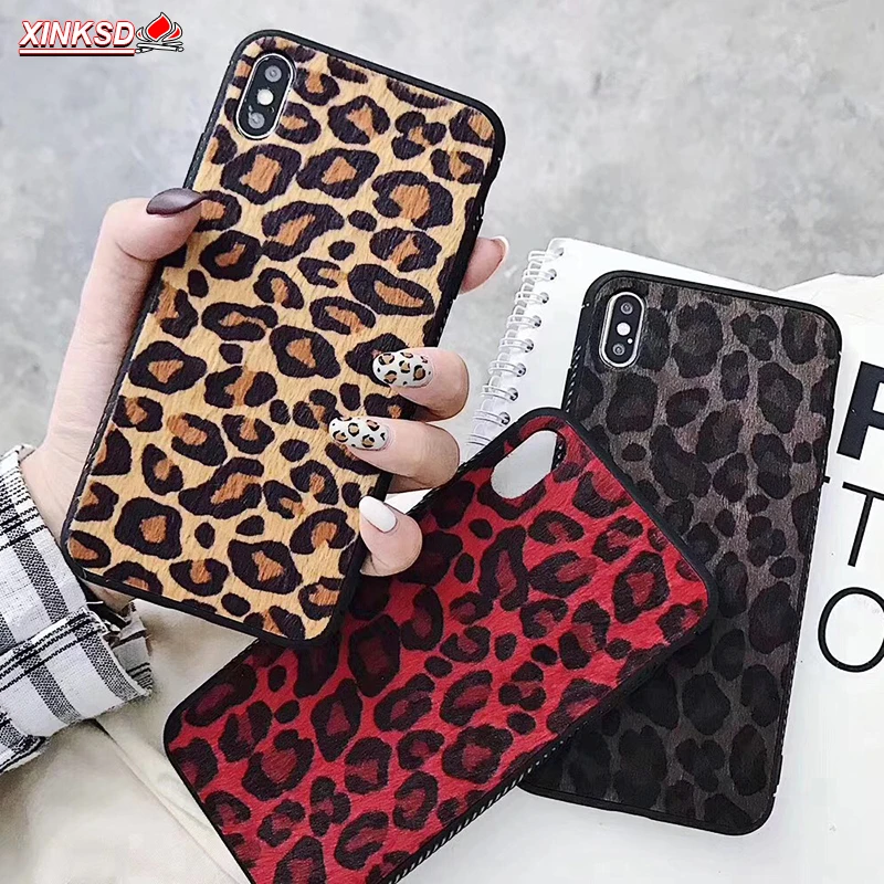 Leopard print Plush fur phone case for iphone XS Max X XR