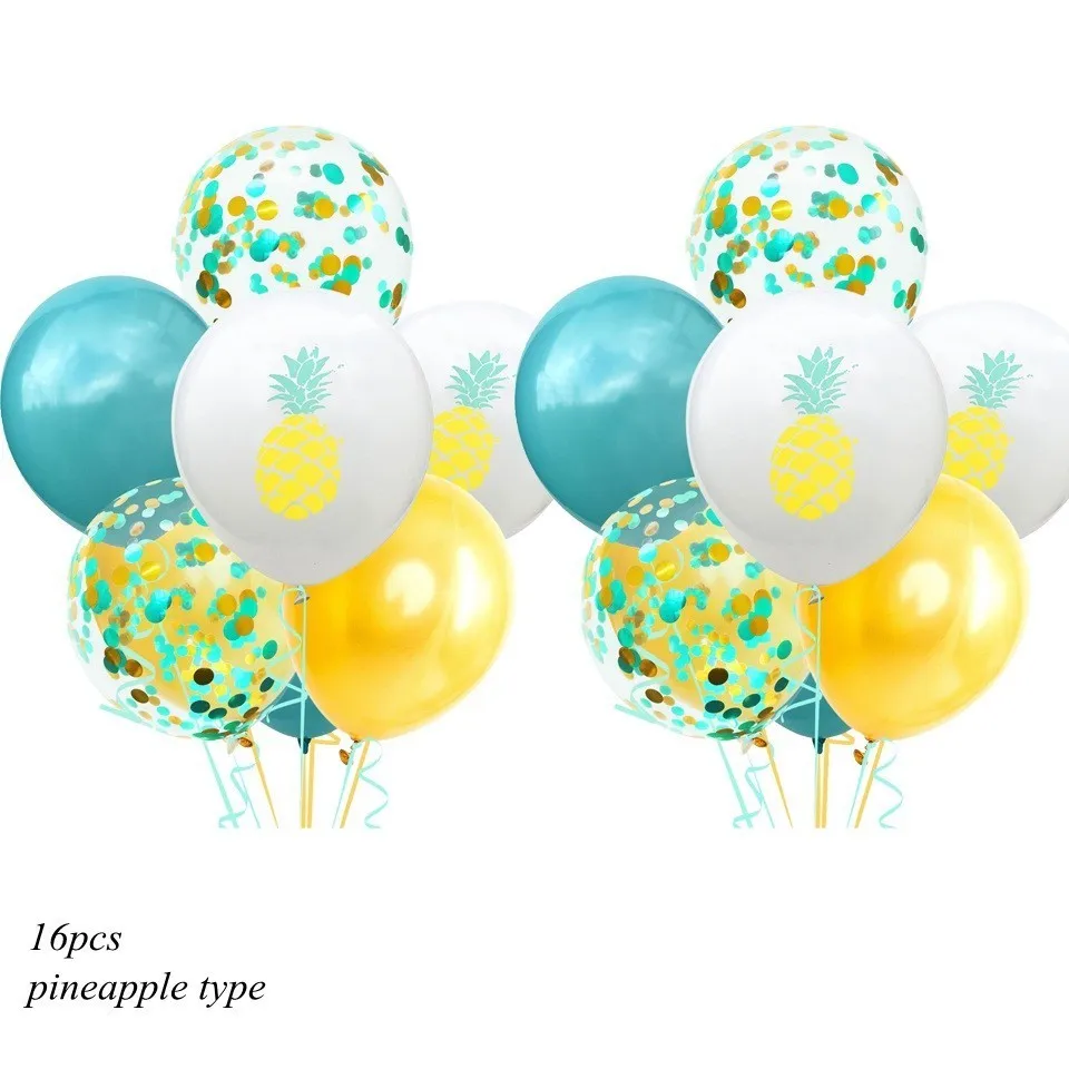 16pcs Pineapple type 16 шт., 12 дюймов, латексные шары с фруктами, фламинго, надувные шары, украшения для свадьбы, дня рождения, летние, вечерние, для бассейна - Цвет: 16pcs Pineapple type