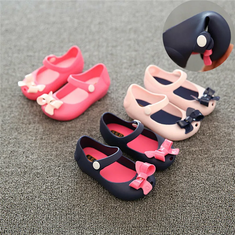

Infant Baby Girls Kids Princess Non-Slip Plastic Bow Shoes Cute Summer Plastic Buckle Shoes Child Girl Summer Casual Shoes 0-6Y
